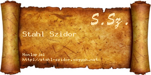 Stahl Szidor névjegykártya